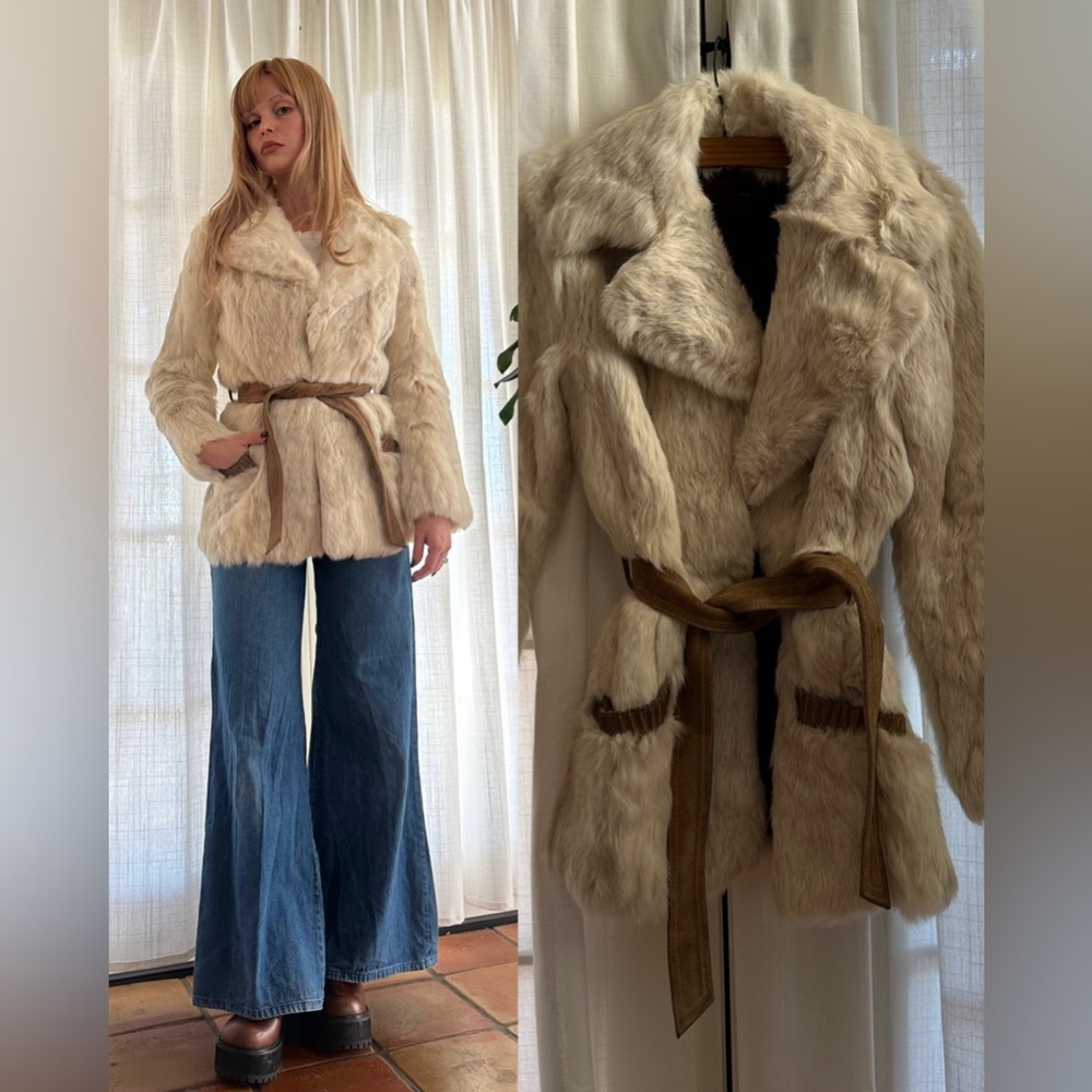 Vintage 60s Rabbit Fur Suede Rockstar Gf Coat